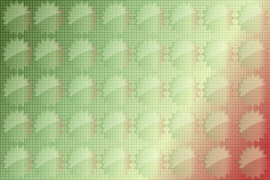 Abstract green and red geometric pattern background with traditional ornament and grid texture