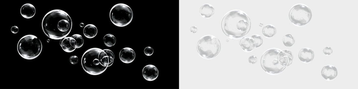 Delicate Floating Bubbles with Holographic Highlights PNG
