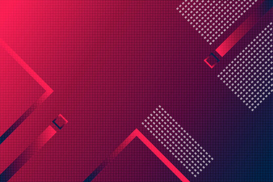 Abstract magenta and navy blue technology background with geometric frames and dot grid blocks