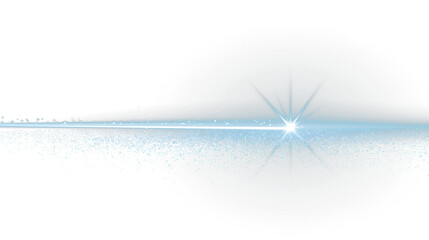 Blue Neon Light Line with Star Flare on Transparent Background PNG © Татьяна Куриленко