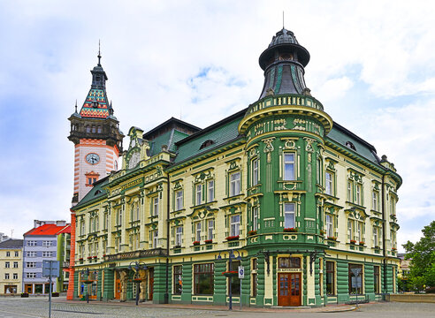 Krnov - The main square with the Town Hall. Krnov is an Upper Silesian town in the northeastern Czech Republic in the Moravian-Silesian Region