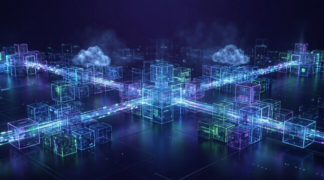 Futuristic Cyberspace City Data Grid