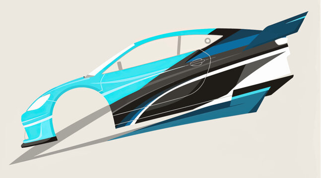 Abstract blue car silhouette wrap graphic.