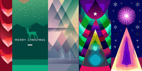 abstract christmas card vector illustration deer snowflakes © BloodMoon