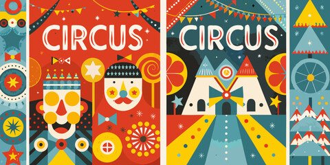 circus posters retro vector illustration clown tent © BloodMoon