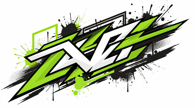 Abstract lime green and black racing decal graphic.