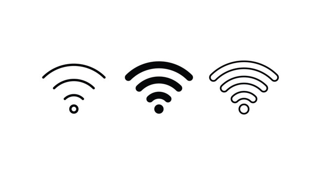Wifi Signal Icon Set. Wireless Network, Internet Access, Hotspot Connection, and Transmission Symbols