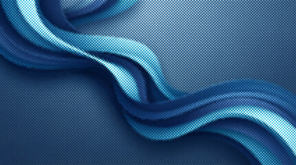 Obraz premium Abstract flowing waves in cyan and navy halftone design