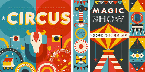 circus and magic show retro posters poster © Vector Art
