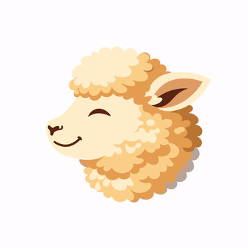 Cute Smiling Little Sheep Head Mascot Vector Illustration Featuring Adorable Fluffy Lamb Face With Sweet Expression Country Farm Livestock Animal Portrait Flat Graphic Design

