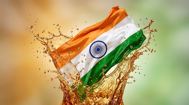Indian flag with creative liquid splash effect