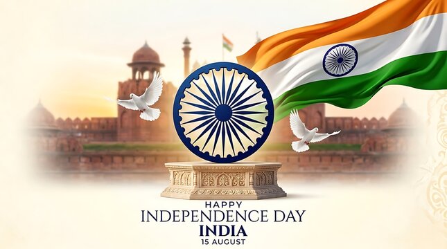 India independence day flag with ashoka chakra emblem