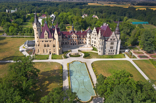 Castle in Moszna, near Opole, Silesia, Poland