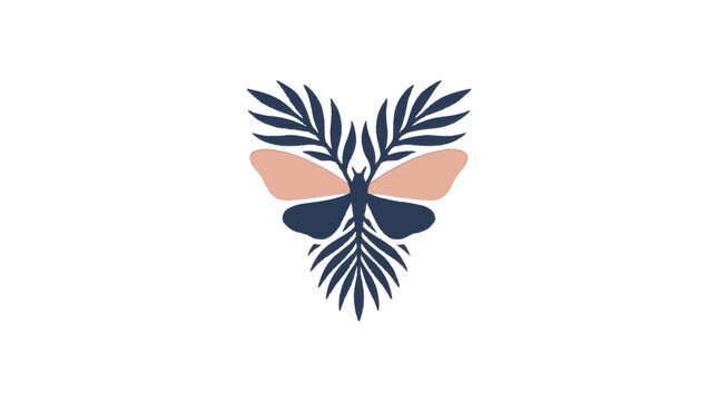 Abstract Butterfly and Palm Leaves Logo Design