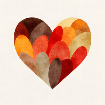 Stylized watercolor heart with overlapping warm segments love harmony abstract vector illustration artistic decorative emotional concept