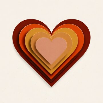 Layered colorful heart design with nested gradient tones love unity harmony abstract vector illustration decorative artistic concept