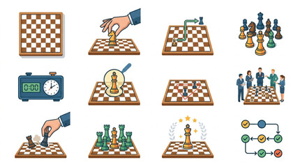 Chess game strategy and competition elements collection. © Zn