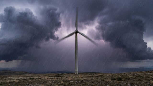 Wind Turbine in Storm &mdash; Renewable Energy Resilience
