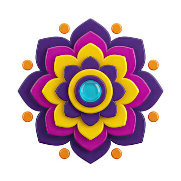 Colorful layered mandala with orange dots