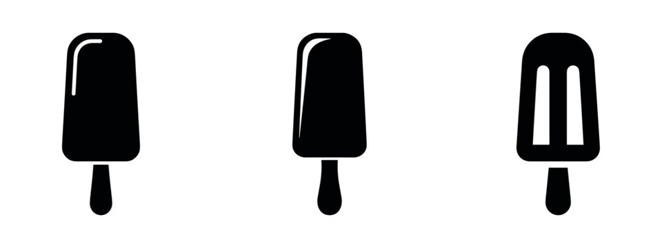 Black silhouette icons of various plain popsicles on sticks.