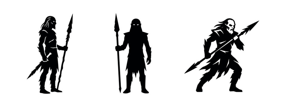 Set of White Walker and ice zombie icons, fantasy characters inspired by Game of Thrones.