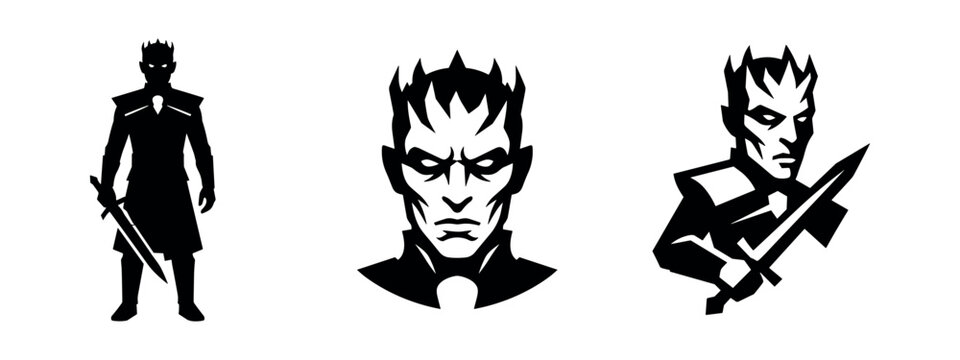 Set of Night King icons, the iconic fantasy villain from Game of Thrones, a fierce ice ruler.