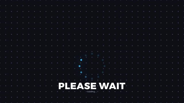 Please Wait Loading Spinner with Circular Dot Ring on Cyan Dotted Background, Premium Clean UI Loader Animation 4K Seamless Loop

