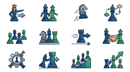 Chess Pieces Representing Business Strategy and Competition. © Yu