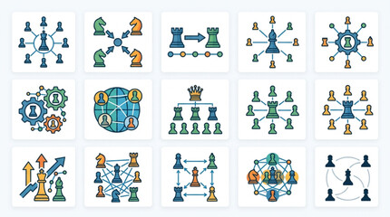 Chess Pieces Representing Business Strategy and Teamwork Concepts. © Yu