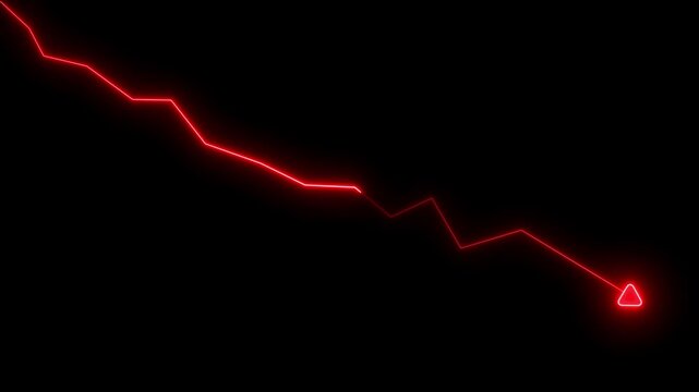 Neon red financial downtrend graph: economic crisis and market crash concept