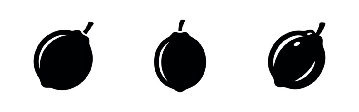 Lemon Icons Set - Fresh Citrus Fruit Symbols