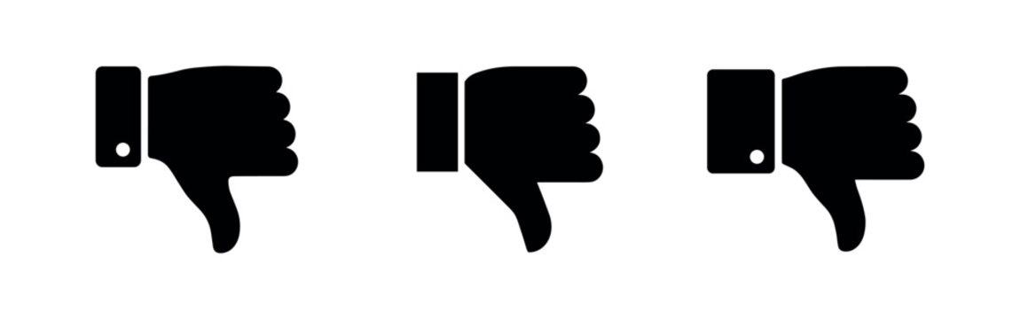Thumbs down gesture icon set, symbolizing dislike or disapproval.