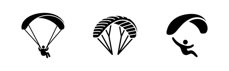 Parachute and paragliding icons set. Skydiving and extreme sport symbols. © Lili