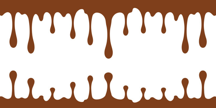 Chocolate Drip Border Collection with Melting Sweet Sauce Decoration Elements