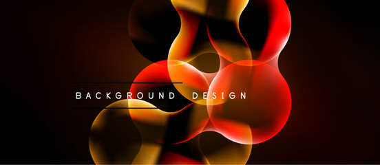 Naklejka premium Abstract design features flowing shapes, vibrant red, gold hues. Dark background emphasizes dynamic composition, modern aesthetic.