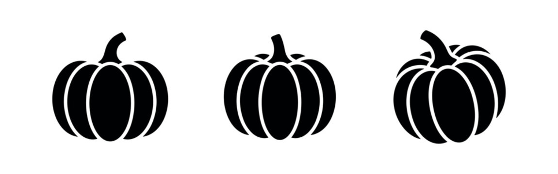 Pumpkin Icons: Variations of Fall Harvest Silhouettes