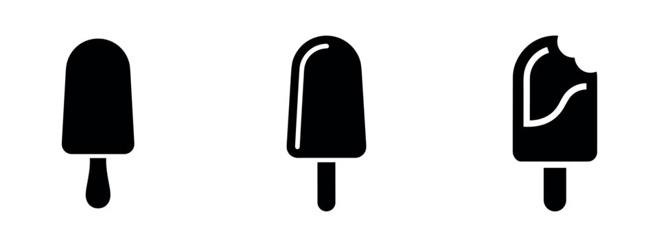 Popsicle and ice cream bar icons, frozen sweet dessert vector set for summer.