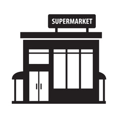 Fototapeta premium Supermarket Building Silhouette On White Background store