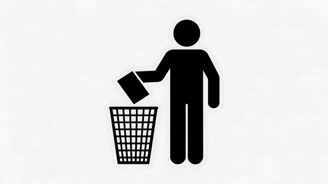 Person throwing trash into a waste bin icon