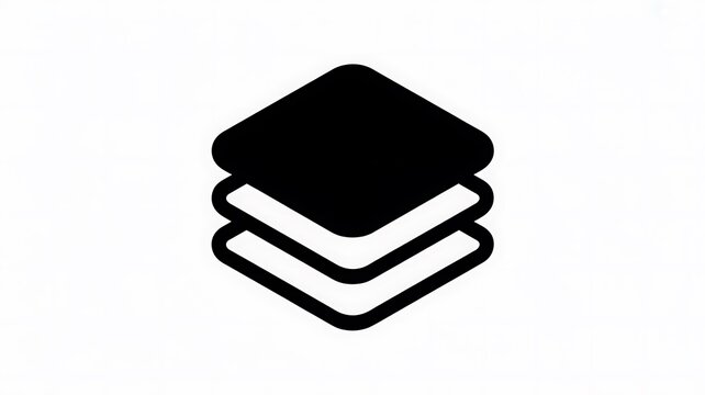 Black stacked layers icon for digital design