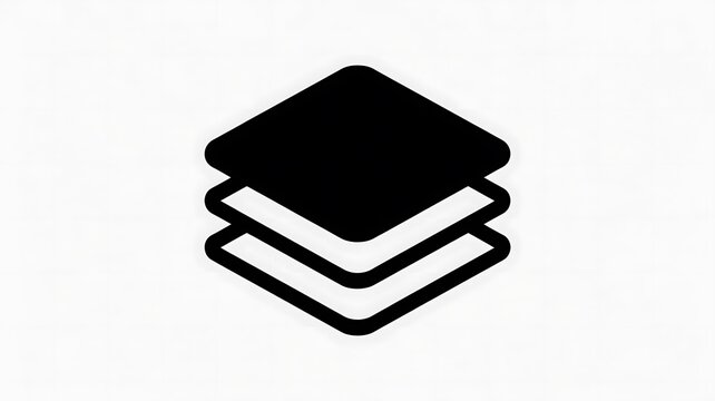 Black layers icon representing stacked design elements