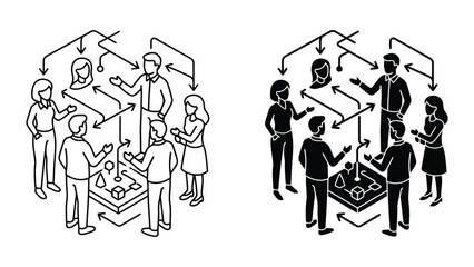 Obraz premium Group discussion and idea sharing in a collaborative environment with discussion