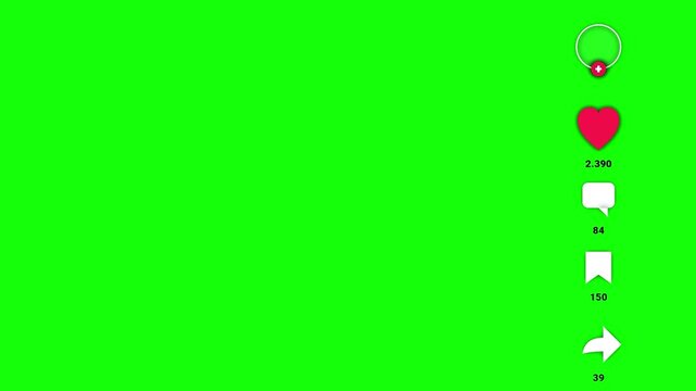 Social media likes counter animation green screen