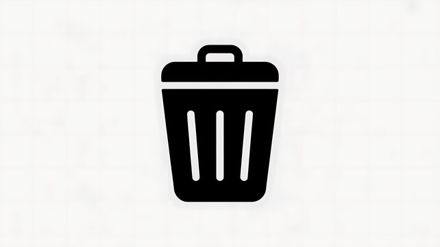 Black trash can icon for deleting items and waste management