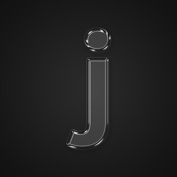 Premium 3D rendered liquid glass letter j isolated on Black background