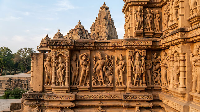 Khajuraho Temple Sculptures Detail, Madhya Pradesh