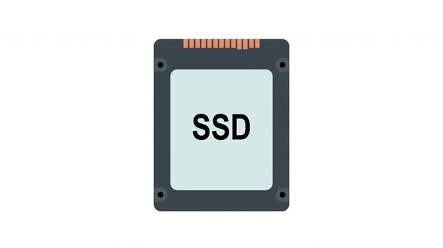 Ssd icon animation. Illustration of a solid-state drive on a white background.