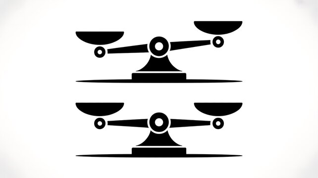 Black scale icons for justice and balance measurement