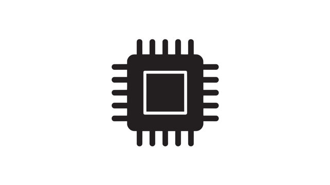 Microchip processor icon features a square core with multiple connection pins for integrated circuits.