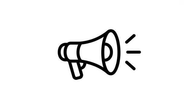 Black outline megaphone icon for marketing and announcement